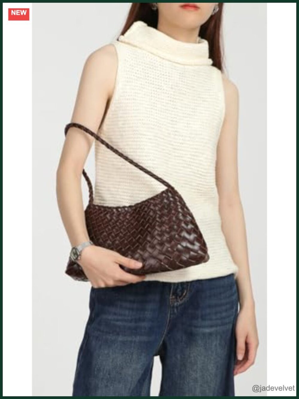 Suede Woven Hobo Bag Faux Leather Shoulder Tote Purse Trendy - Picture 2 of 6